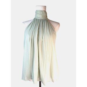 2/$30 ZARA Ice Green Sleeveless Halter Top With High Neck & Flowing Silhouette